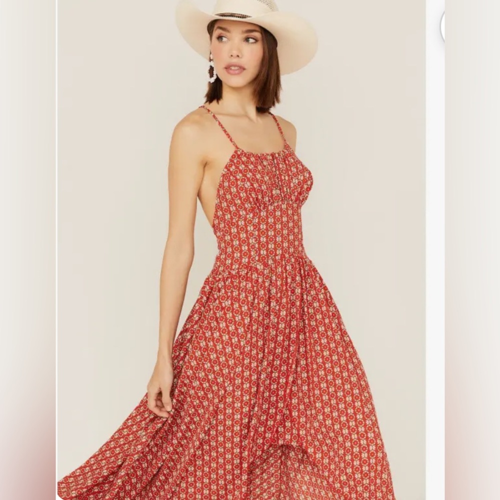 Molly Bracken Red Floral Asymmetrical High Low Dress
